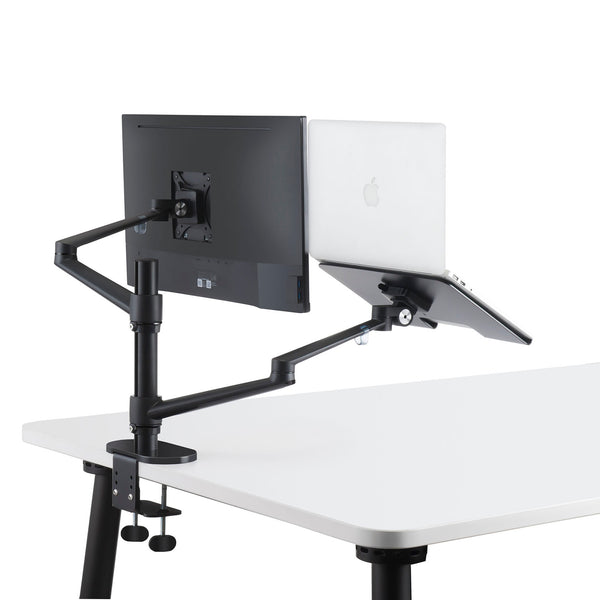 ThingyClub® Adjustable Aluminium Universal Laptop & Monitor Desk Mount Monitor Arm Stand Bracket with Tilt and Swivel (Black, Silver) (REFURBISHED)