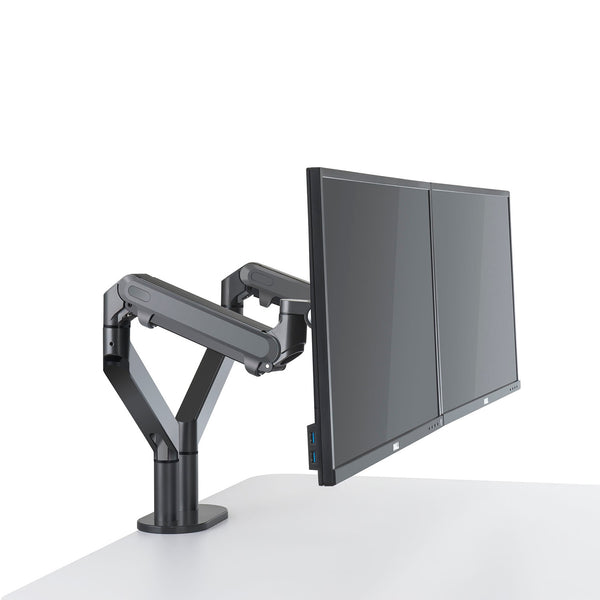 ThingyClub® Dual Gas Spring LCD Arm Desk VESA Bracket & Monitor Arm Stand for 10"-27" Screens: Tilt up 90°/down 85°, Swivel left/right 180°, 360° Rotation