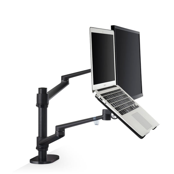 ThingyClub® Adjustable Aluminium Universal Laptop & Monitor Desk Mount Monitor Arm Stand Bracket with Tilt and Swivel (Black, Silver)