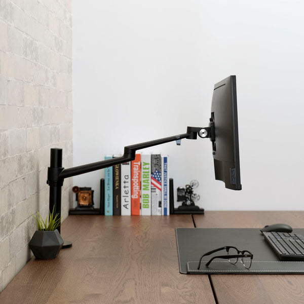 ThingyClub® Single LCD Arm Desk VESA Bracket & Monitor Arm Stand for 10"-27" Screens: Tilt up 90° /down 85°, Swivel left / right 180°, 360° Rotation (Silver, Black)