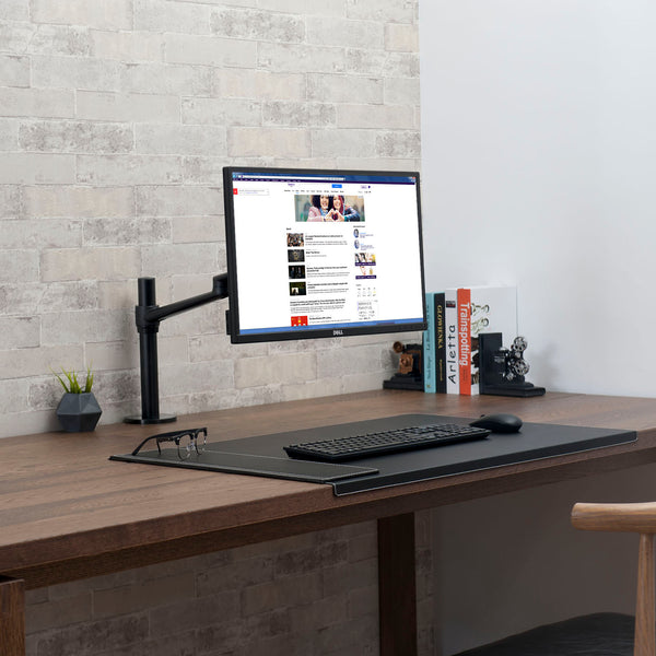 ThingyClub® Single LCD Arm Desk VESA Bracket & Monitor Arm Stand for 10"-27" Screens: Tilt up 90° /down 85°, Swivel left / right 180°, 360° Rotation (Silver, Black)