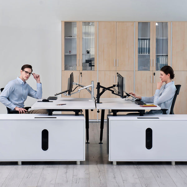 ThingyClub® Adjustable Aluminium Universal Laptop & Monitor Desk Mount Monitor Arm Stand Bracket with Tilt and Swivel (Black, Silver) (REFURBISHED)