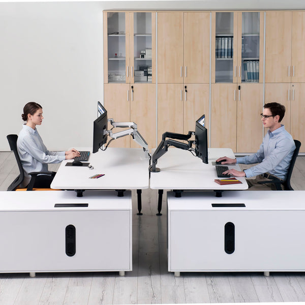 ThingyClub® Dual Gas Spring LCD Arm Desk VESA Bracket & Monitor Arm Stand for 10"-27" Screens: Tilt up 90°/down 85°, Swivel left/right 180°, 360° Rotation