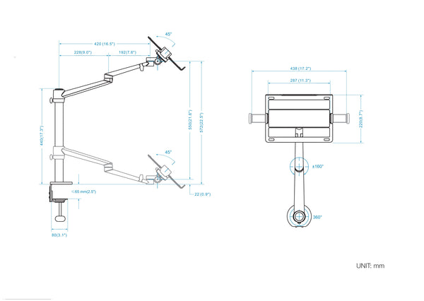 Thingy Club Single Arm Laptop Mount, Desk Mount Stand for 12-17 inch Laptop (REFURBISHED)
