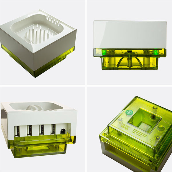 Creative Modular Selfwatering Square White Pot - Kitchen Garden, Home and Office Decoration (4-port USB Charger Pot)