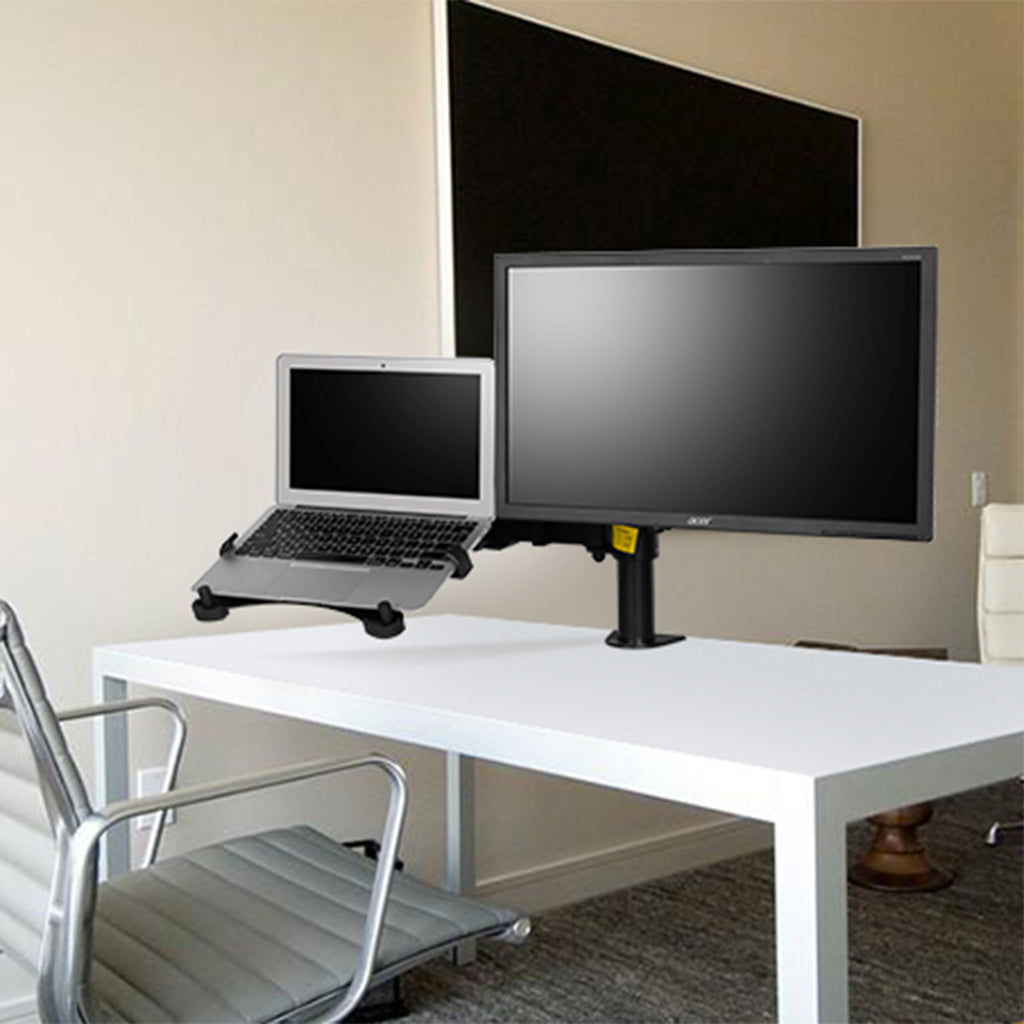 ADJUSTABLE Laptop & Monitor Dual Arm DESK MOUNT BRACKET - Thingy Club