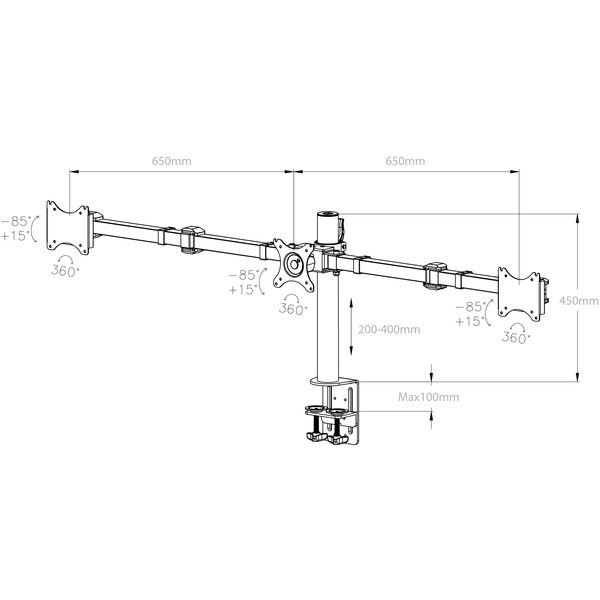 ThingyClub Adjustable Triple Arm LCD LED Monitor Desk Mount Stand Bracket