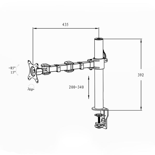 ThingyClub Heavy Duty Fully Adjustable Single Arm LCD LED Monitor Desk Mount