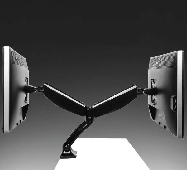 GS - Functional Adjustable Articulating Swivel Computer Monitor Arm Desktop Mount Stand Workstation Support Holder (Dual Arms for Monitors- with USB port)