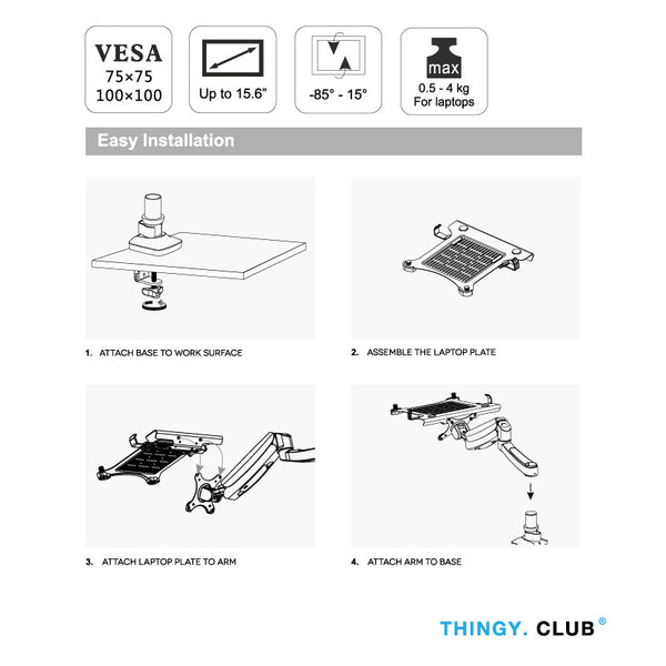 GS - 2 In 1 Adjustable Laptop Or Monitor Desktop Mount