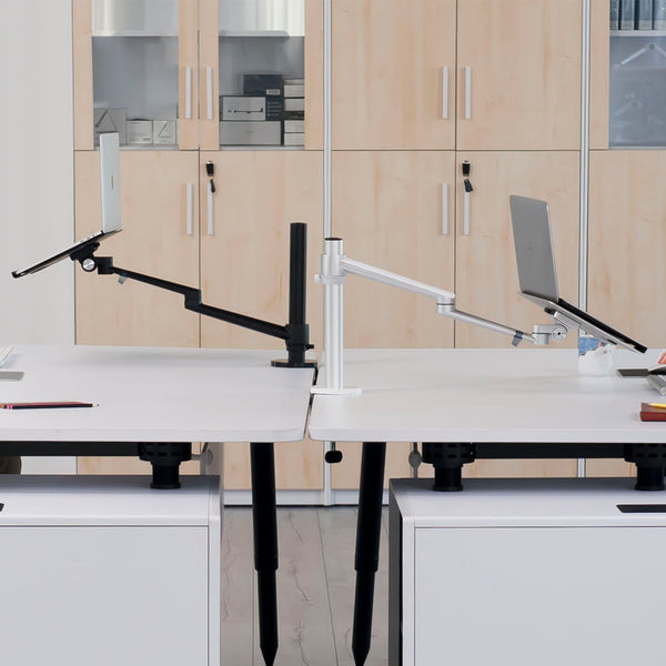 ThingyClub® Adjustable Aluminium Universal 2 in 1 Single Laptop Notebook or Tablet Desk Mount Arm Stand Bracket with Tilt and Swivel (REFURBISHED)