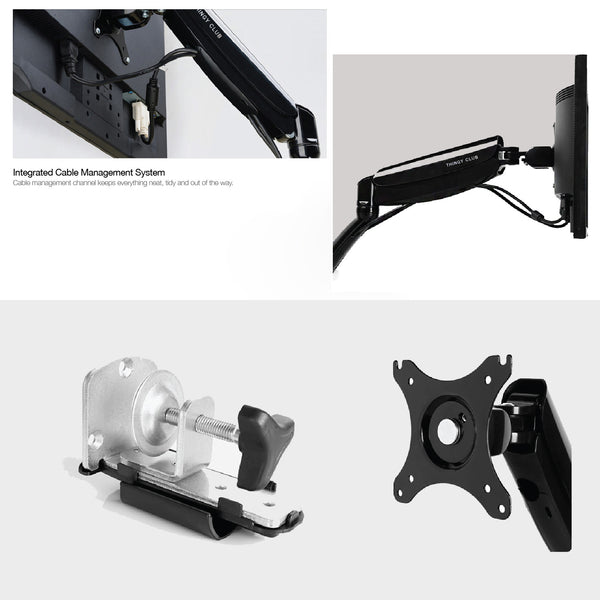 ADJUSTABLE Laptop & Monitor Dual Arm DESK MOUNT BRACKET